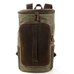 Vintage Gym <b>Backpack</b> With Leather Accents Zipper Closure Adjustable Straps <b>Water</b> <b>Resistant</b> Travel Bag 36-55L Unisex - Product Image 2
