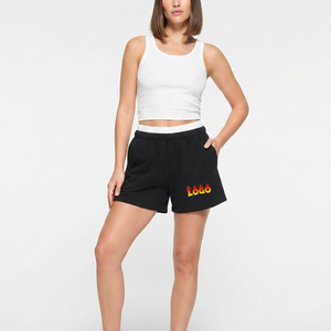Pantalones Cortos Deportivos de Moda para Mujer, con Logotipo Personalizado, Precio al por Mayor OEM, Transpirables, 100% Algodón, Estilo Casual, Cintura Media - Product Image 1