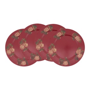 Round <b>Ceramic</b> <b>Plate</b> Set Handpainted Blue Checkered Pattern Minimalist Design Flat Dishware - Product Image 2
