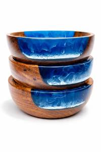 Tazón Artesanal Ecológico de Madera y Resina con Incrustaciones de Epoxi de Lujo, Diseño Flor de Medianoche - Product Image 4