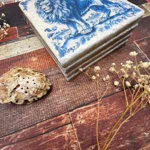 Premium Watercolour <b>Marble</b> <b>Coaster</b> Set Lion Elephant Design Natural Stone Handmade Finish Luxury Home Decor Table Coffee - Product Image 1
