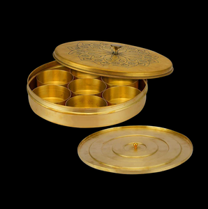 Customized Brass Spice <b>Box</b> Indian Kitchenware Antique Brass Eco-Friendly Customizable Brass Spice <b>Box</b> - Product Image 3
