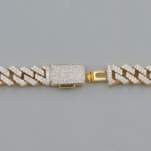 สร้อยคอทองคำแท้ 18k VS1 ประดับเพชรทรงกลมขนาด 15 มม. แบบ Cuban Link  สร้อยคอฮิปฮอปแบบปรับแต่งได้ สร้อยคอแบบ Miami Link - Product Image 2