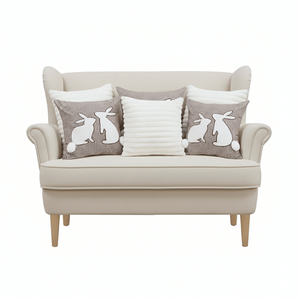 SOGA 6PC <b>Pillow</b> Cover Set 3x 45cm Brown Gingham Bunny and 3x 45cm Elegant White Textured Decorative & <b>Throw</b> <b>Pillows</b> - Product Image 3