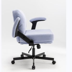 Silla de Oficina con Patas Cruzadas, Brazos Abatibles, Asiento Ancho de Tela Cómoda y Cojín Grueso, Diseño Ajustable con Ruedas - Product Image 2