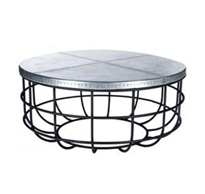 Mesa de Centro para Sala de Estar Estilo Rústico con Patas de Metal Resistentes, Mueble Moderno, Mesa de Café Redonda de Madera con Estructura Metálica - Product Image 6