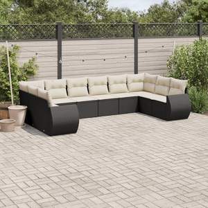 Conjunto de Sofás de Jardín en Ratán Sintético Negro, Muebles de Exterior de Diseño Contemporáneo, Cojines de Espuma de Alta Densidad, Calidad Premium - Product Image 1