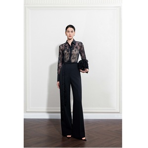 Pantalones Anchos de Moda para Mujer, ELYN WIDE-LEG PANTS, Cierre Lateral, Cintura Alta, Estilo Minimalista - Product Image 2
