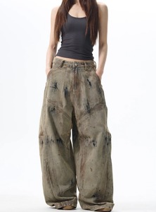 High Quality Solid Winter Loose Wide-Leg Denim Pants Women Casual Snow Wash Mid Waist Ripped Quick Dry Cotton - Product Image 3
