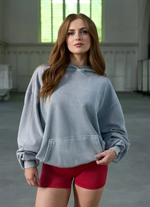 Sweat-shirt à capuche oversize gris clair pour femme, en molleton doux, décontracté, pour tous les jours, mode hiver - Product Image 4