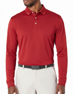 Chemises de golf pour hommes de qualité supérieure, en tricot uni, à manches longues, séchage rapide, extensibles, polyester/coton, décontractées, pour le travail, vente en gros - Product Image 4