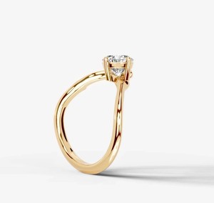Anillo de Moissanita de Corte Redondo, Plata de Ley 925, Chapado en Oro Amarillo, Anillo de Compromiso, Boda, Promesa, Elegante y Atemporal - Product Image 2