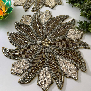 Set de table en verre perlé fait main, écologique, avec motif floral personnalisable, style luxueux pour la maison et les mariages, taille sur mesure - Product Image 1