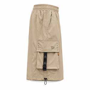 <b>trunk</b> streetwear shorts <b>Men</b>’s Y2K Crinkle Cargo Shorts Sand Beige Oversized Nylon Utility Streetwear Shorts - Product Image 5