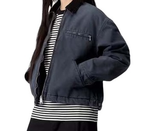 Chaqueta de Trabajo Casual de Mezclilla con Bordado de Logotipo Personalizado para Hombre, Cuello Camisero, Cierre de Cremallera, Estilo Vintage, Resistente al Viento - Product Image 4