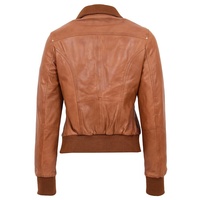 Bomber en cuir beige pour femme, blouson d'hiver classique surdimensionné en peau d'agneau véritable