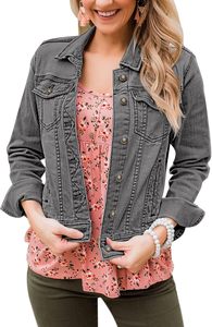 Veste en jean pour femme, vintage, en coton bleu, décontractée, boutonnée, streetwear, premium, légère, confort quotidien, coupe ajustée - Product Image 4