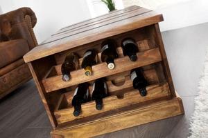 Solid Wooden Wine Storage Trunk| rustic design made from mango wood with integrated wine bottle storage - Product Image 4