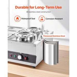 Scaldavivande Elettrico Commerciale in Acciaio Inossidabile, Regolabile da 86 a 185 Fahrenheit, con Due Pentole da 6,34 QT, Attrezzatura per Mantenere Caldi Sei Porzioni 1/3 - Product Image 6