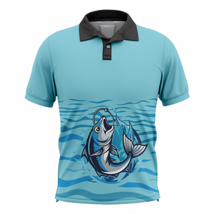 Services OEM, chemises de pêche personnalisées imprimées pour adultes, polos à manches courtes pour hommes avec boutons, polos de golf, sublimation. - Product Image 6