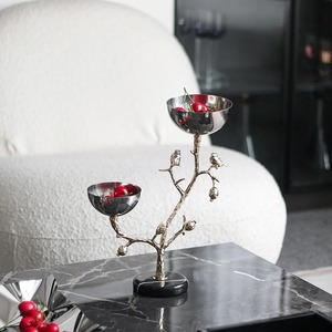 Superbe ensemble de bols en métal avec motif de branches dorées, bols en argent poli faits à la main, centre de table décoratif - Product Image 6