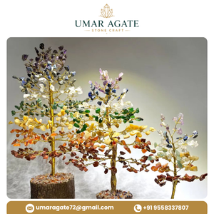 Arbre en pierre d'agate naturelle 7 chakras, fait main, qualité supérieure, 200 copeaux, décoration Feng Shui pour la maison, cadeau - Product Image 4