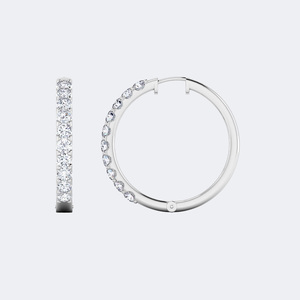 Pendientes de Aro con Diamantes de Corte Redondo de 2.95CTW con Engaste Compartido Tipo Eternity - Product Image 2