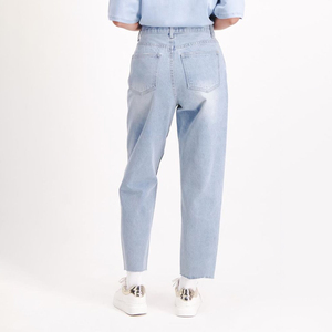 Pantalones Vaqueros de Cintura Alta para Mujer, Corte Holgado, Transpirables, Ecológicos, Servicio OEM Directo de Fábrica, Jeans Estilo Mom - Product Image 2