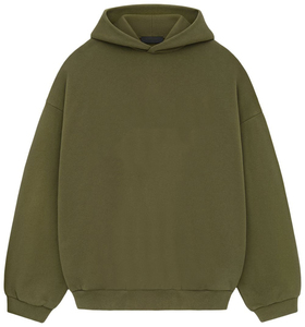 Olive Green <b>Oversized</b> Hooded Sweatshirt <b>Men</b> Casual <b>Fleece</b> Knitted Pullover Autumn Regular Fit Solid Color <b>Hoodie</b> - Product Image 1