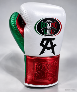 No Boxing No Life Boxing Gloves White Green Red cow hide Leather <b>Lace</b>-Up Full Finger Adult Training Gear best for gyms - Product Image 3