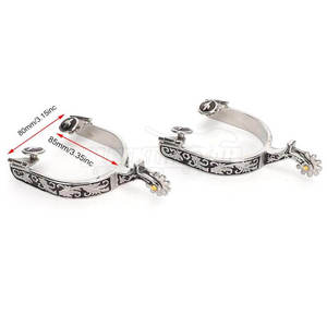 เดือยขี่ม้าแบบตะวันตกสำหรับมืออาชีพ พร้อมลวดลายดอกไม้เคลือบเงิน - Product Image 3