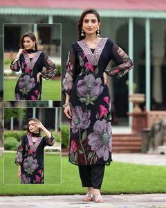 La mayoría de los productos de tendencia Salwar Kameez vestido de novia de estilo indio pakistaní con bordado para damas ropa de fiesta confeccionada - Product Image 3