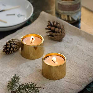Round inimal Metal <b>Tealight</b> <b>Holder</b> - Smooth Brass <b>Tealight</b> and Candle Stand Indian Manufacturer Direct - Product Image 1