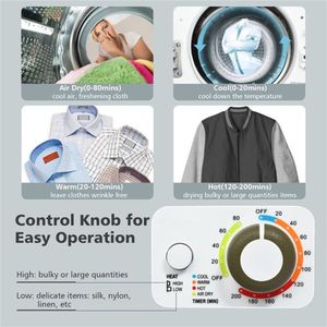 Sèche-linge portable compact silencieux 850W, capacité de charge humide 10 lb et sèche 5,5 lb, pour appartements/dormitoires (<44dB) - Product Image 2