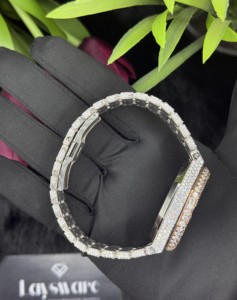 Montre automatique mécanique ETA en acier inoxydable, unisexe, de luxe, la plus vendue, avec un design tendance et sertie de moissanite de clarté VVS - Product Image 4