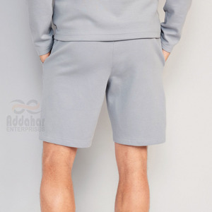 Shorts Bermuda en Coton Gris Clair pour Homme, Taille Mi-Haute, Fermeture à Cordon, Poches Avant, Décontracté, Respirant, en Tissu Tricoté - Product Image 2