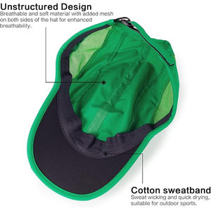 Gorra de béisbol verde vibrante de secado rápido, gorra de malla transpirable para correr, visera deportiva, gorro ajustable para exteriores, ¡Oferta caliente! - Product Image 4