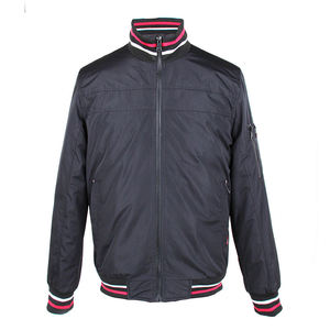 Chaqueta Bomber Negra para Hombre con Cierre de Cremallera, Cuello Alto, Casual, Resistente al Viento, Material de Poliéster, para Otoño - Product Image 2