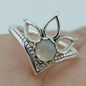 Rainbow Moonstone Round <b>Ring</b> 925 Sterling <b>Silver</b> Handmade <b>Statement</b> Promise <b>Ring</b> for Women June Birthstone Fine Jewelry - Product Image 5