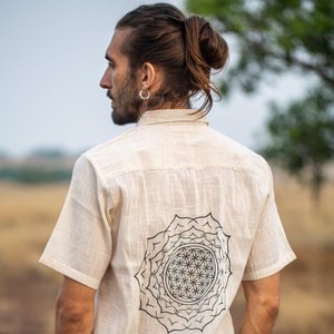 เสื้อเชิ้ตแขนสั้นผ้าคอตตอน Khadi สำหรับผู้ชายเสื้อเชิ้ตสีขาว-ขาวผิวด้านลำลองระบายอากาศได้แบบติดกระดุมสำหรับฤดูร้อน - Product Image 5