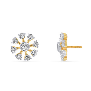 Boucles d'oreilles clous en or massif 18 carats pour femmes, diamants de laboratoire taille brillant ronde couleur G, bijoux classiques pour le quotidien - Product Image 3