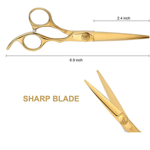 Ciseaux de coiffure professionnels dorés en métal, ciseaux manuels pour la coiffure, pour usage en salon de coiffure - Product Image 2