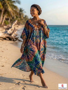 Stylish Premium Printed <b>Kaftan</b> Dress Ladies Beach Wear Soft Fabric Loose Fit <b>Summer</b> Resort Cover Up Island Vacation Export - Product Image 5