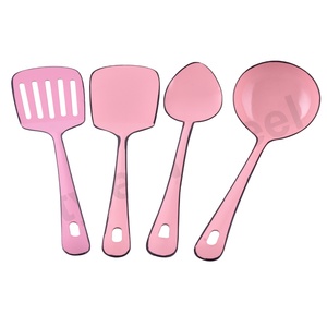 <b>Pink</b> Kitchen <b>Cookware</b> Tool Cooking Spoon Spatula Utensil <b>Set</b> Stainless Steel - Product Image 1