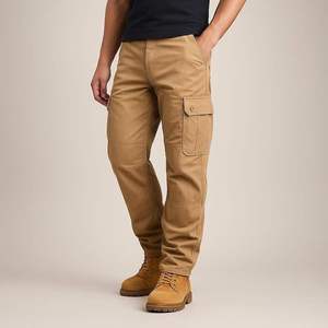 Pantalon cargo multi-poches imperméable pour homme en polyester/coton, randonnée en plein air, streetwear décontracté, taille XL, teinture unie, logo personnalisé - Product Image 1