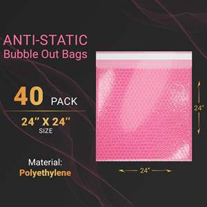 Confezione di borse a bolle antistatiche 24X24 pollici 40 buste a bolle impermeabili con sigillo auto rosa per ammortizzazione di ornamenti elettronici - Product Image 2