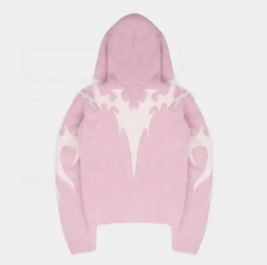 Pull en mohair pour homme, automne et hiver, avec logo personnalisé, fermeture éclair, sweat à capuche tricoté, sweat à capuche zippé du fabricant - Product Image 4