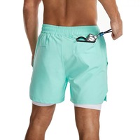 Shorts de sport pour homme, couleur unie, avec poches, séchage rapide, taille élastique, vert menthe, pour la course à pied, l'entraînement, vêtements de sport