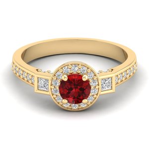REYES Personalized 0.5 Carat Round Cut <b>Garnet</b> Gemstone Fine Jewelry for Women 925 Sterling <b>Silver</b> Moissanite Halo <b>Rings</b> - Product Image 6