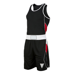 Ensemble de maillot de lutte pour hommes, noir, rouge, blanc, uniforme de boxe, polyester respirant, coupe athlétique, vêtements de sport pour adultes - Product Image 1